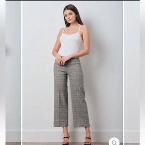 Avenue Montaigne Alex Pants Glen Plaid Wide Leg Cropped Gray Size 4